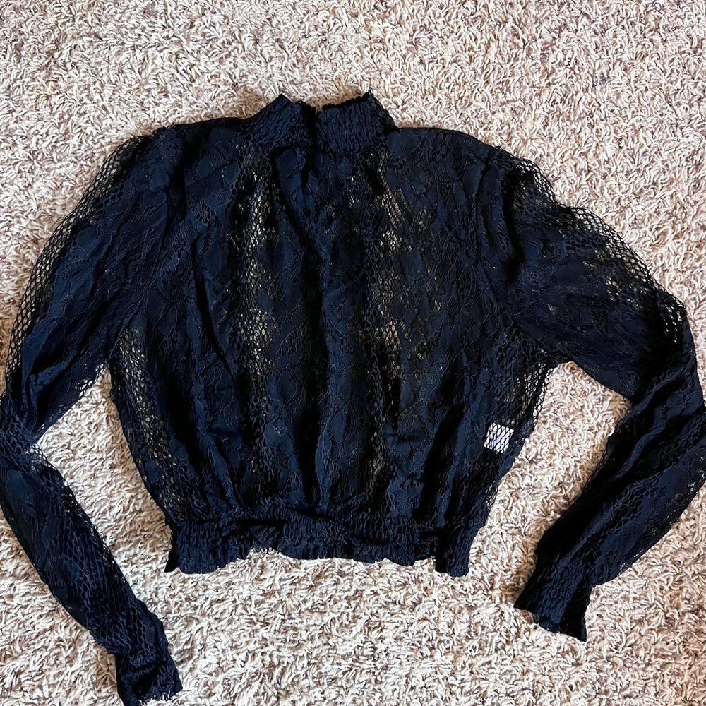 Chic Black Lace Women's Blouse